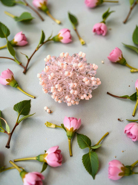 Inhanns Rang-E-Roshan Adjustable Ring – Handmade Crystal Statement Ring - Baby Pink