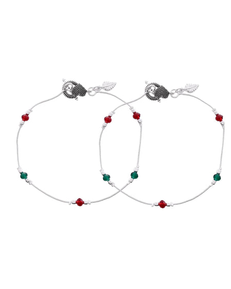 Jewels Nest Elegant Sterling Silver Designer Anklet – Adjustable & Trendy