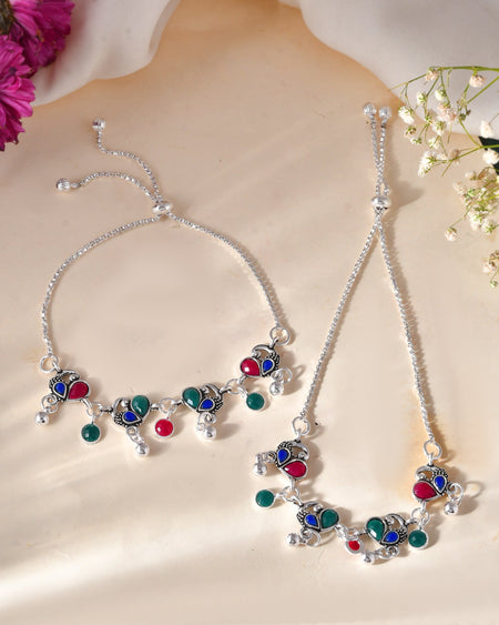 Jewels Nest Stylish Silver-Plated Designer Anklet