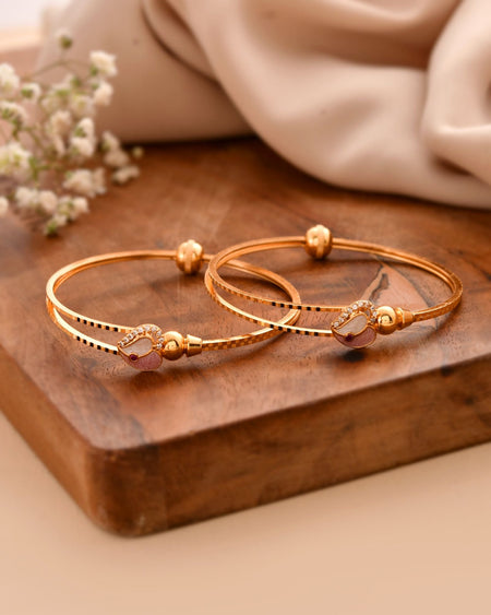 Jewels Nest Gold-Toned Stone Accent Openable Bangles For Women