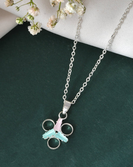 Jewels Nest Elegant Silver-Tone Butterfly Pendant Chain for Women & Girls