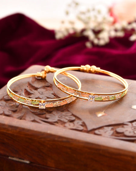 Jewels Nest Gold Plated Crystal Studded Bangles Set For Women – Elegant Festive Wear
