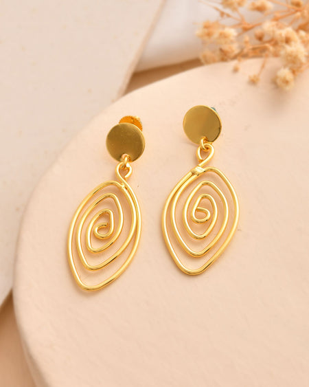 Jewels Nest Gold-Tone Spiral Drop Earrings For Women