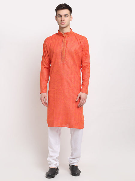 Jompers Men's D-Orange Woven Kurta Payjama Sets