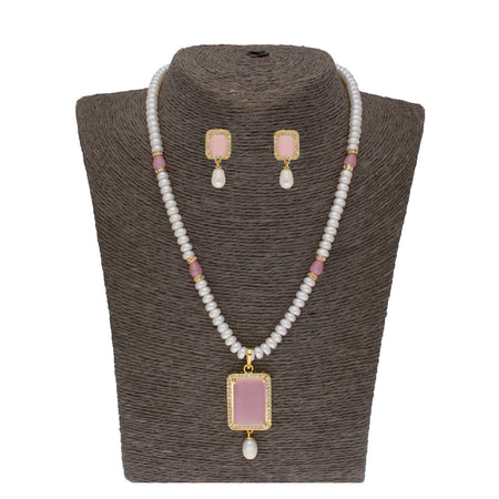 J Pearls Anahita 1 Line Square Pearl Set - Real Pearl Jewelry