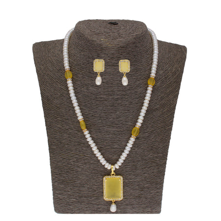 J Pearls Daksina 1 Line Square Pearl Set - Real Pearl Jewelry