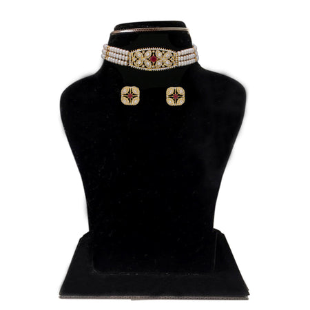 J Pearls Kyra 3 Lines Round Choker Set - Real Pearl Jewelry