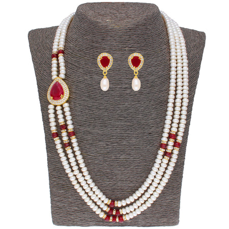 J Pearls Stunning 3 String Necklace Set - Real Pearl Jewelry