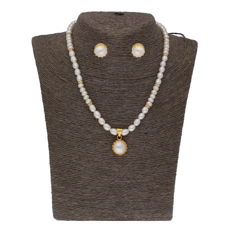 J Pearls Single String Fashionable Pearl Set - Real Pearl Jewelry