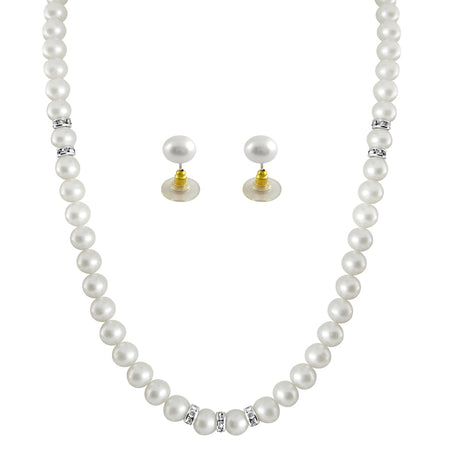 J Pearls White Single Line Pearl Necklace - Real Pearl Jewelry