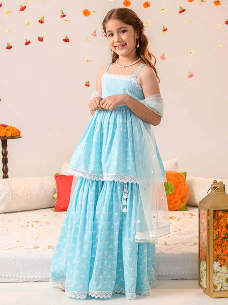 Joban Fashion Girl's Sky Blue Color Lehenga Choli