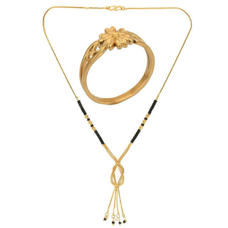 AanyaCentric Gold-Polished Mangalsutra & Ring Set