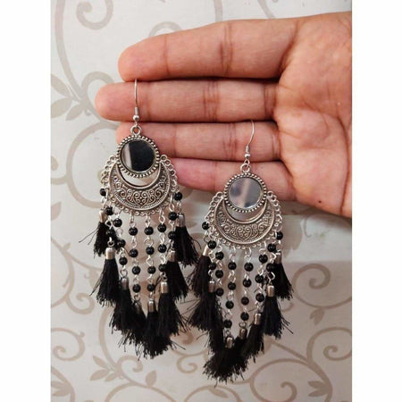 MS Fashion India Alloy Black Color Metal Drops And Danglers Chandbali Earrings