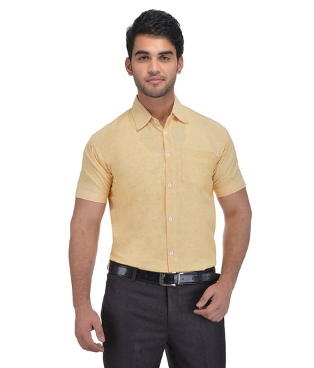 RIAG Beige Men's Half Sleeves Solid Shirt