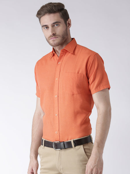 RIAG Orange Men's Half Sleeves Solid Shirt