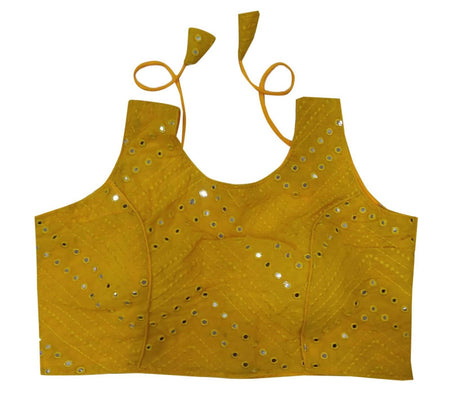 Vamika Bottle Green Georgette Mirror Work Blouse