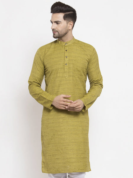 Jompers Men Green Self Design Kurta Only