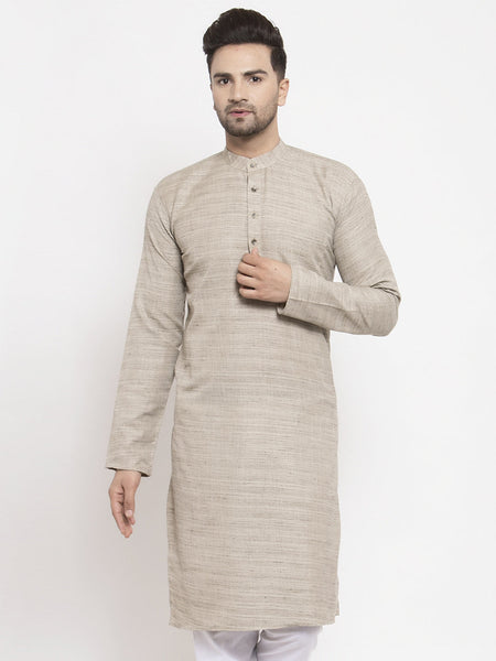 Jompers Men's Grey Self Design Kurta Only
