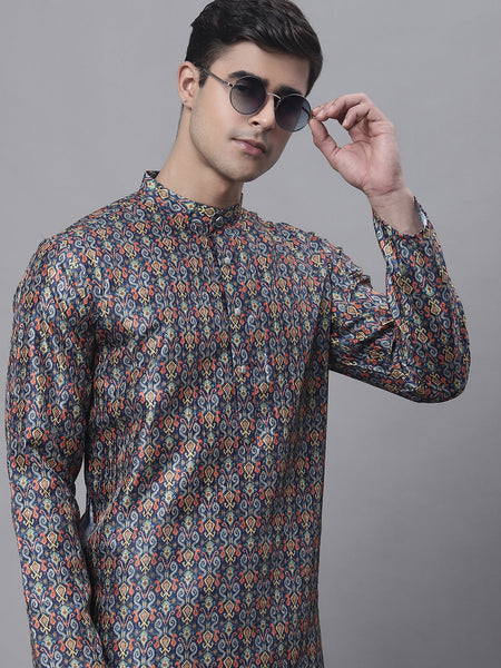 Jompers Men's Navy Digital Printed Kurta