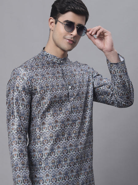 Jompers Men's Silver Digital Printed Kurta