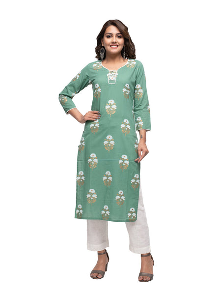Kaajh Green Floral Print kurta For Women