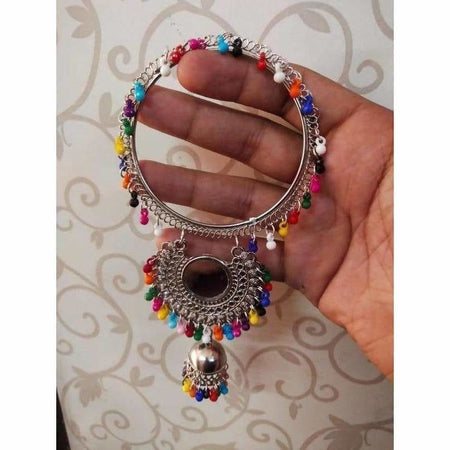 MS Fashion India Silver Color Bangles With Colorful Pearls And Jhumki