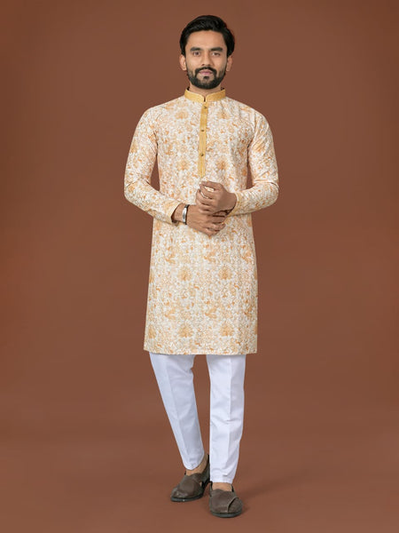 Anaita L Yellow Lucknowi Silk Straight Kurta
