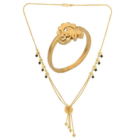 AanyaCentric Gold-Polished Mangalsutra & Ring Set