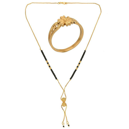 AanyaCentric Gold-Polished Mangalsutra & Ring Set