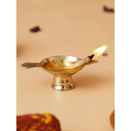 eCraftIndia Brass Diya With Stand & Holder