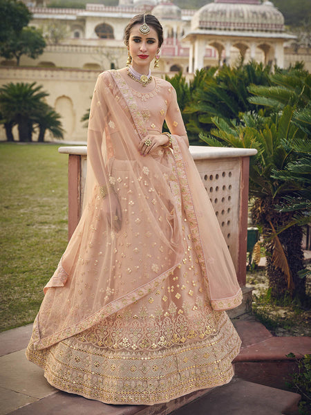 Myra Blush Net Heavy Embroidered Designer Lehenga