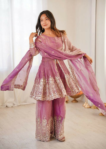 Teeya Creation Pink Color Fendy Satin Silk Embroidery Work Party Wear Salwar Suit