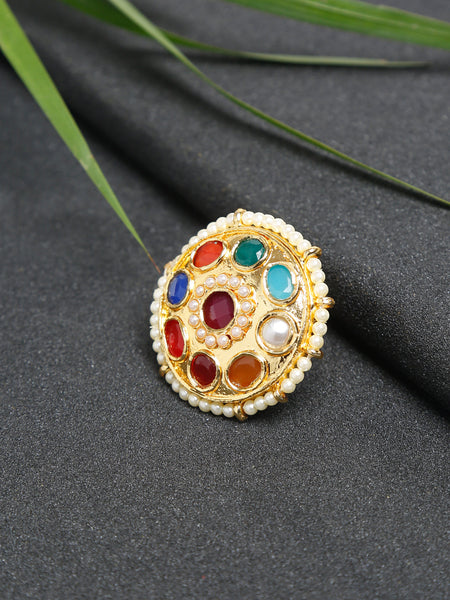 Kundan Ring - Ruby Raang