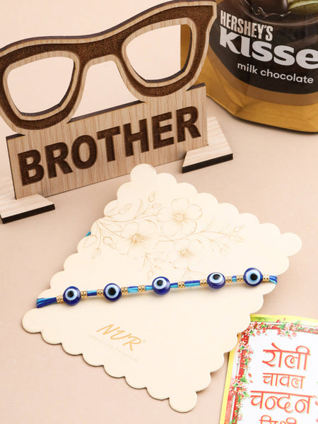 NVR Men's Blue Evil Eye Thread Rakhi, Combo for Rakshabandhan