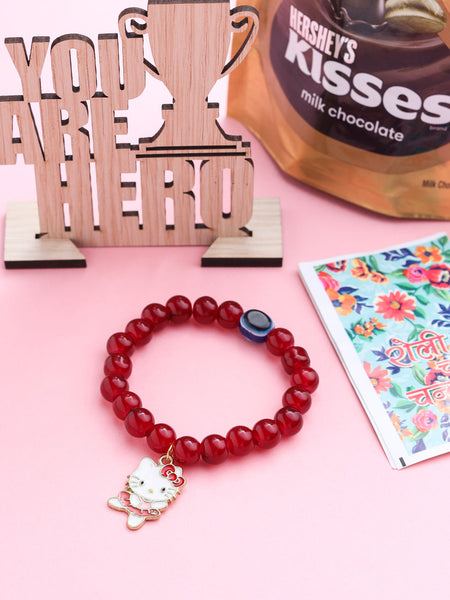 NVR Kids Cartoon Design Maroon Artificial Beads Thread Rakhi, Combo for Rakshabandhan
