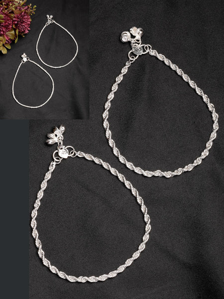 NVR Women's Pair of 2 Silver-Plated Anklets