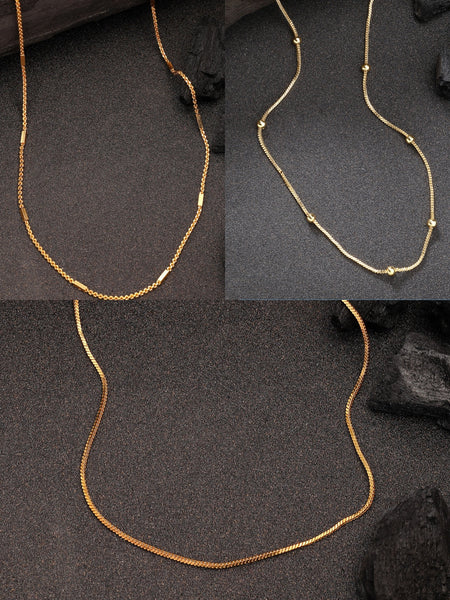 NVR Women's Set of 3 Gold-Polished Minimal Chain