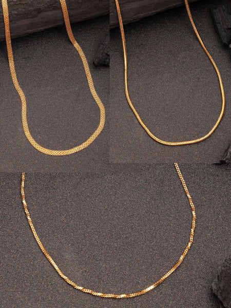 NVR Women's Set of 3 Gold-Polished Minimal Chain