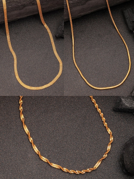 NVR Women's Set of 3 Gold-Polished Minimal Chain