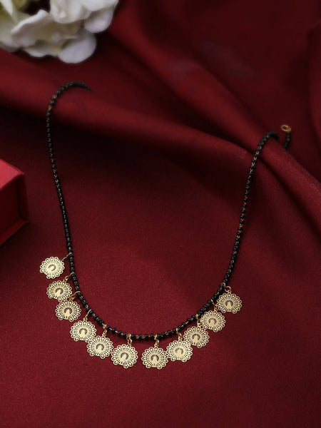 NVR Women Ethnic Gold-Polished Beaded Mangalsutra