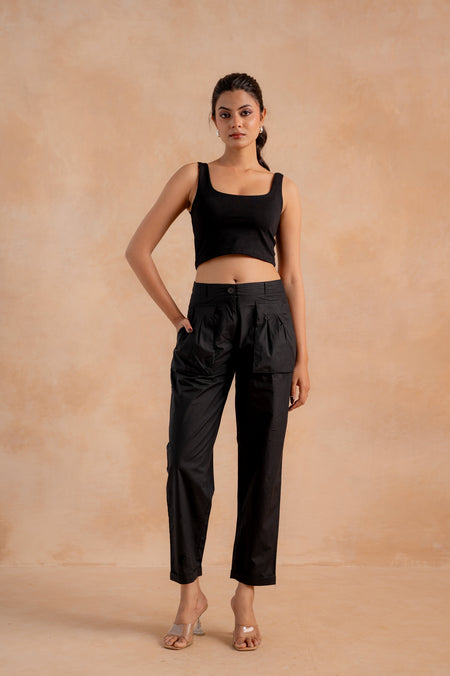 Juniper Lamora Women? Black Straight-Fit Utility Pants