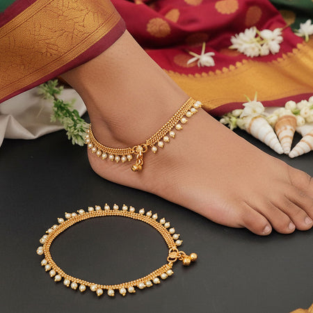 JS Fashion Premium High Gold Bridal Anklet Payal for Women & Girls