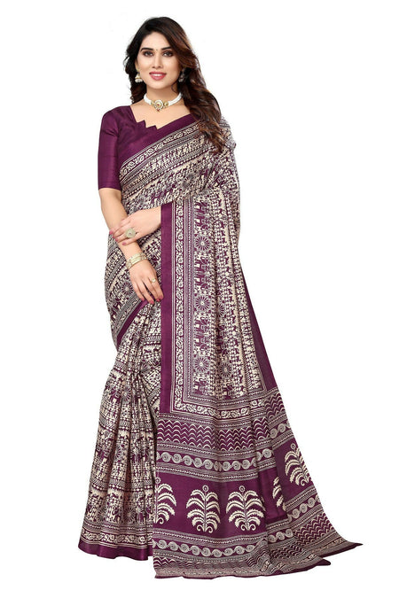 Vamika purple Printed Art Silk Saree
