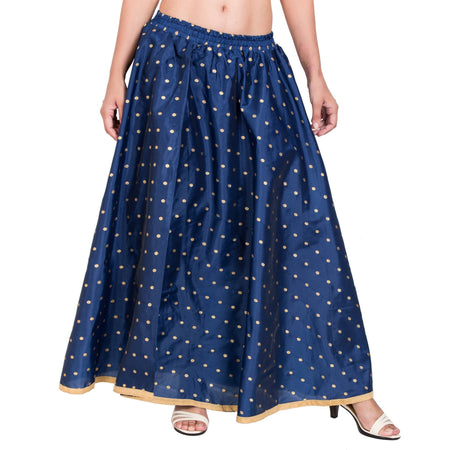Indian Clothing Asmaani Navy Blue Color Golden Zari Work Maxi Skirt