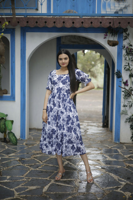 Aayaa Designer Printed One Piece Dress - Multi Color