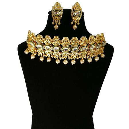 Joban Fashion Hand Made High Quality Gold Plated Base Metal Alloy Kundan Stone Studded Kundan Jewellery Set