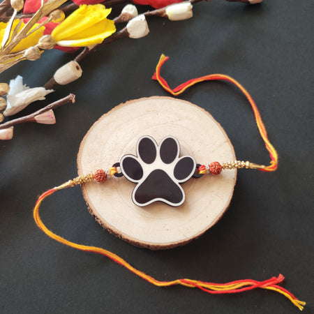 Indianvibez Dog Paw Wooden Rakhi, Cute Pet Animal Themed Rakhi for Brother - Kids Rakhi