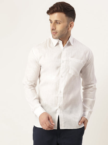 RIAG White Men's Full Sleeves Solid Shirt