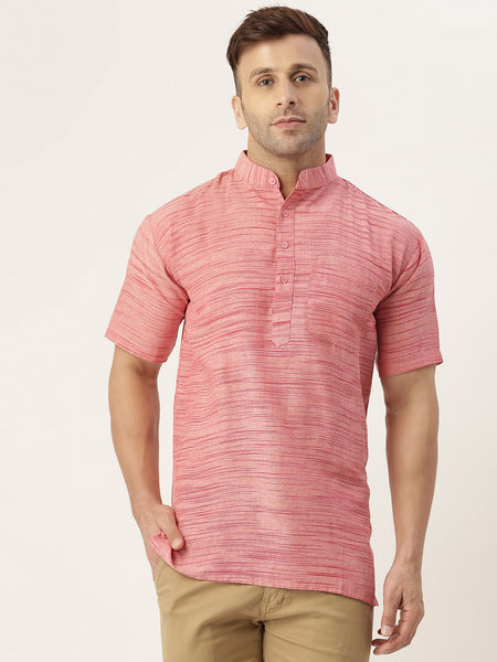 RIAG Men's Red Cotton Long Ethnic Kurta