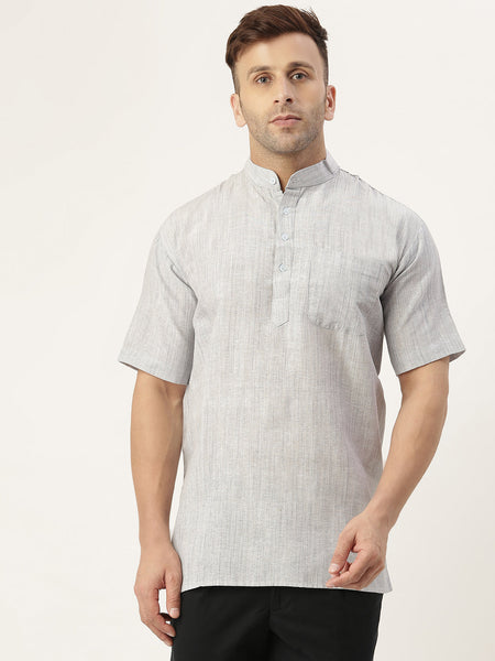 RIAG Men's Grey Cotton Long Ethnic Kurta